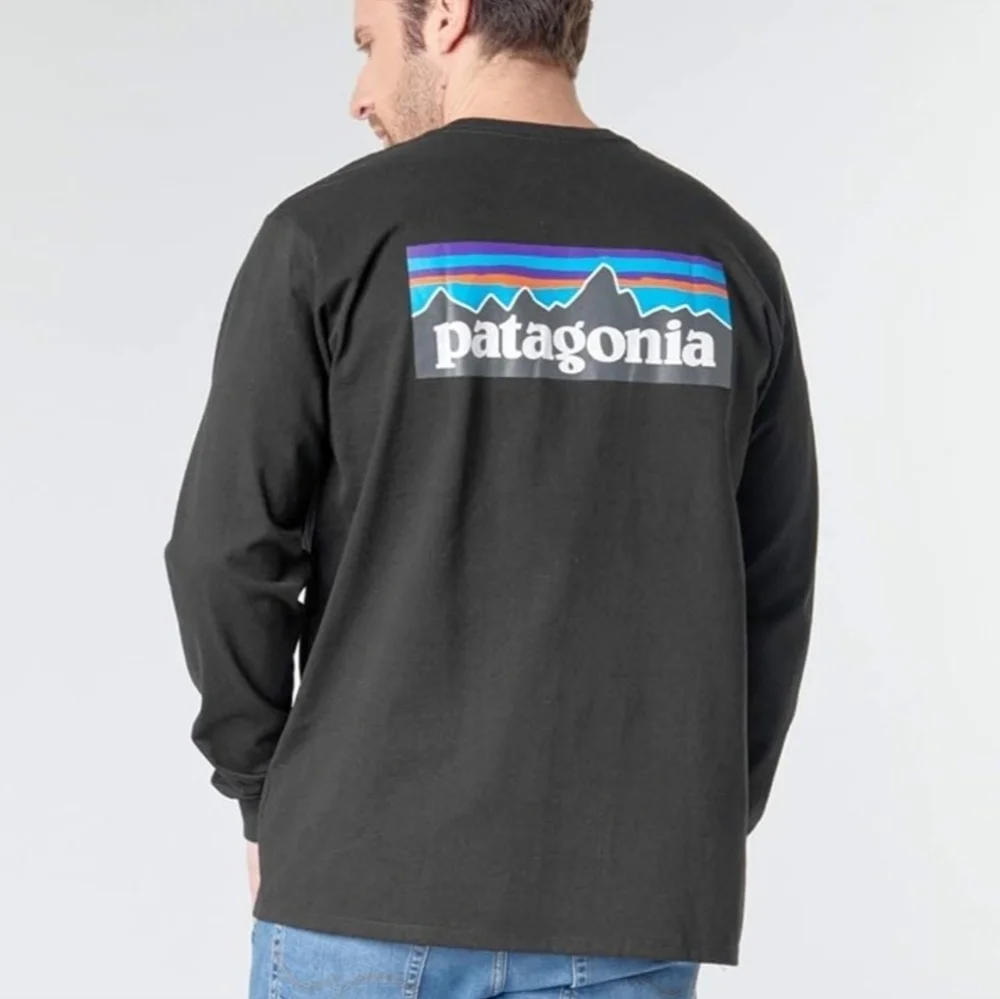 Patagonia Responsibili Logo Tee Black Long Sleeve T-Shirt Size M